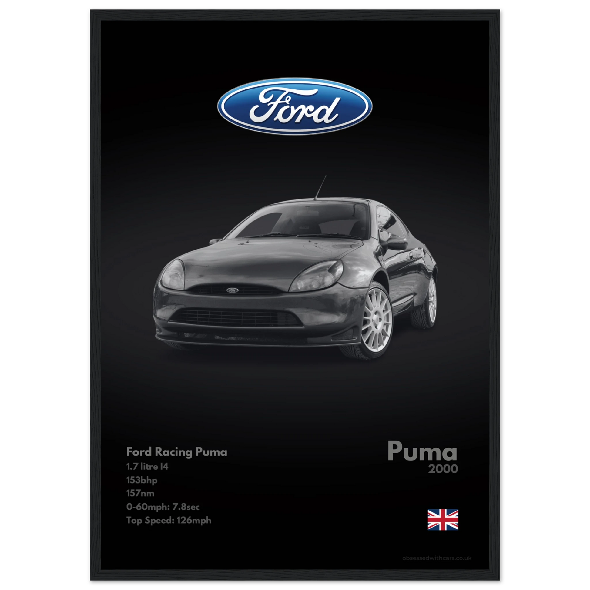 Ford Racing Puma Poster - Monochrome Collection