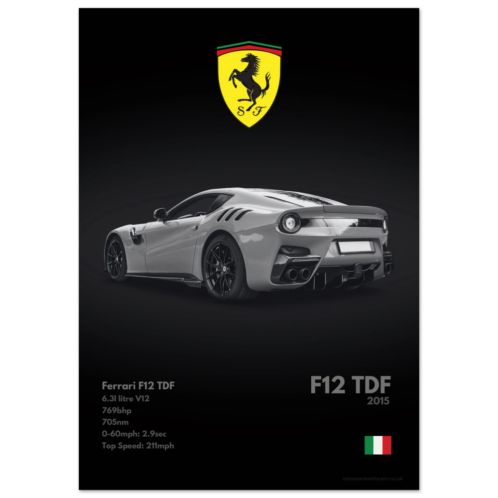 040 Ferrari F12 TDF Poster - Monochrome Collection