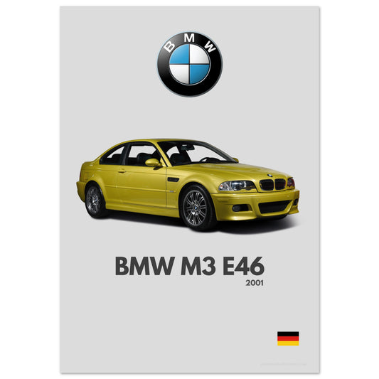 BMW M3 E46 Poster - Minimalist Collection