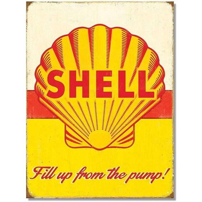 Shell - Metal Advertising Wall Sign - Retro Art