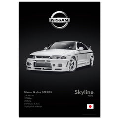 085 Nissan Skyline GTR R33 Poster - Monochrome Collection