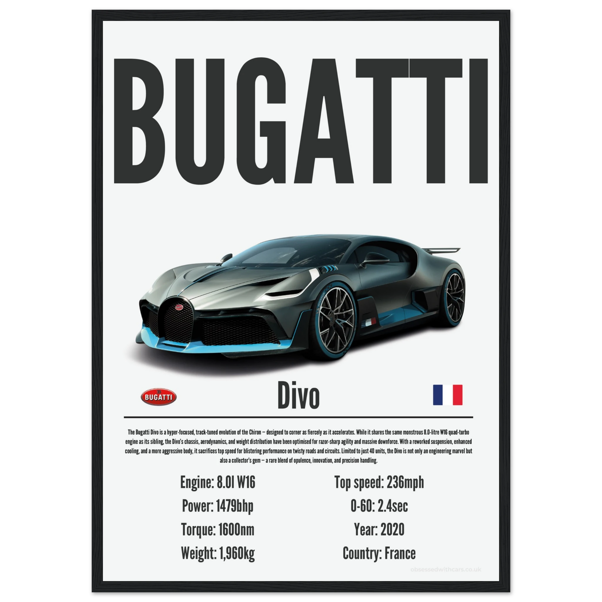 Bugatti Divo Poster - Precision Collection