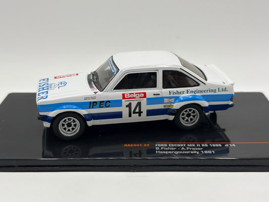 1/43 1981 Ford Escort MK2 RS1800 - Haspengouw Rally - Fisher / Frazer | Model Rally Car