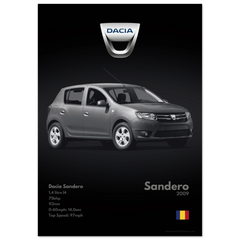 253 Dacia Sandero Poster - Monochrome Collection