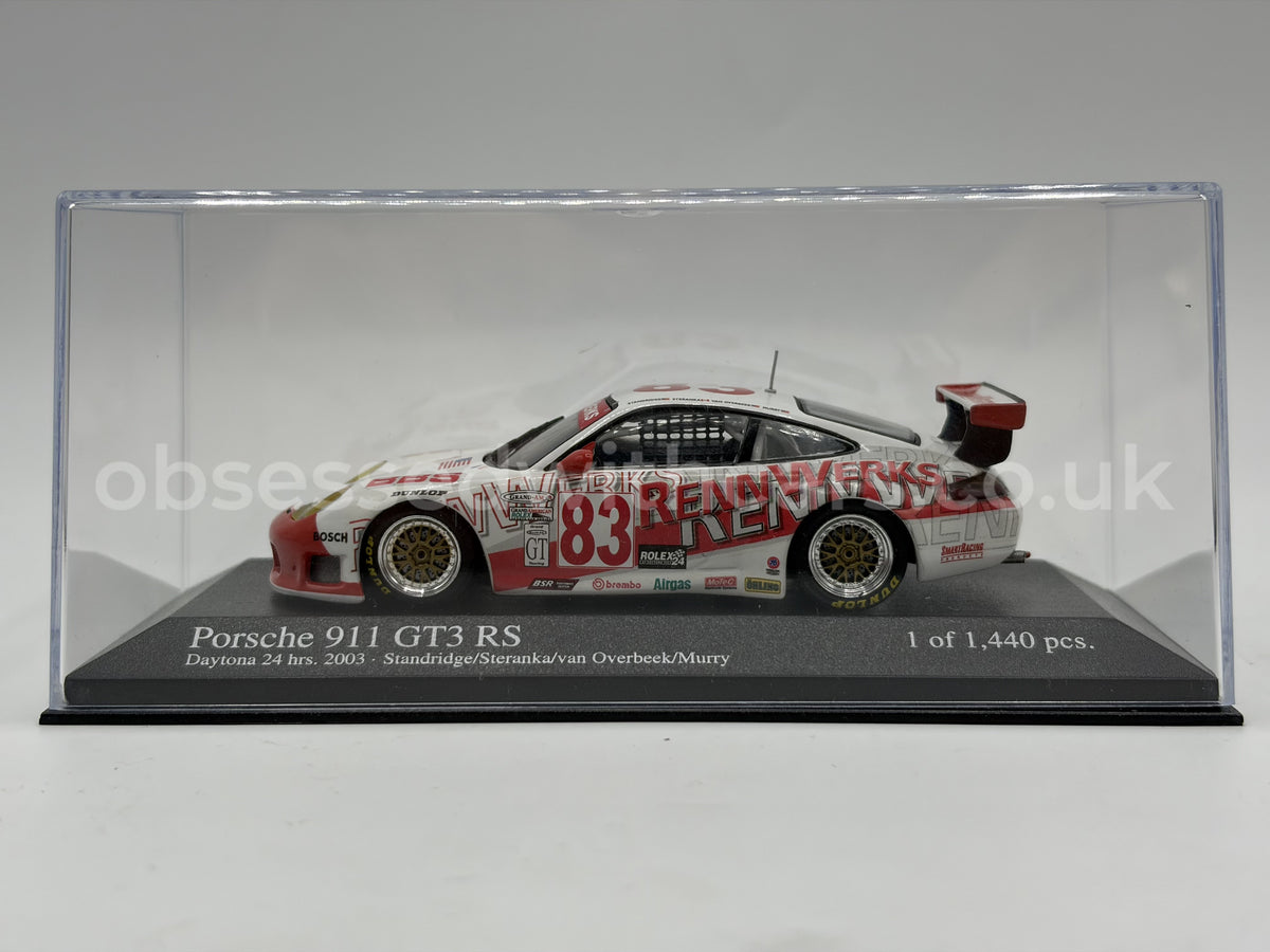 1/43 2003 Porsche 911 GT3 RS - 24h Daytona - Standridge / Steranka / van Overbeek / Murry - Minichamps | Model Car