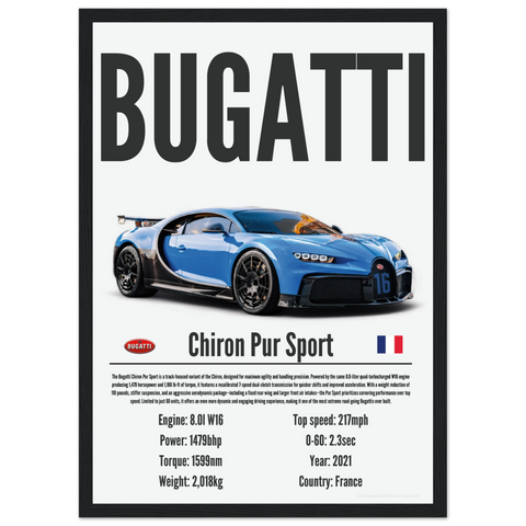 042 Bugatti Chiron Pur Sport Poster - Precision Collection