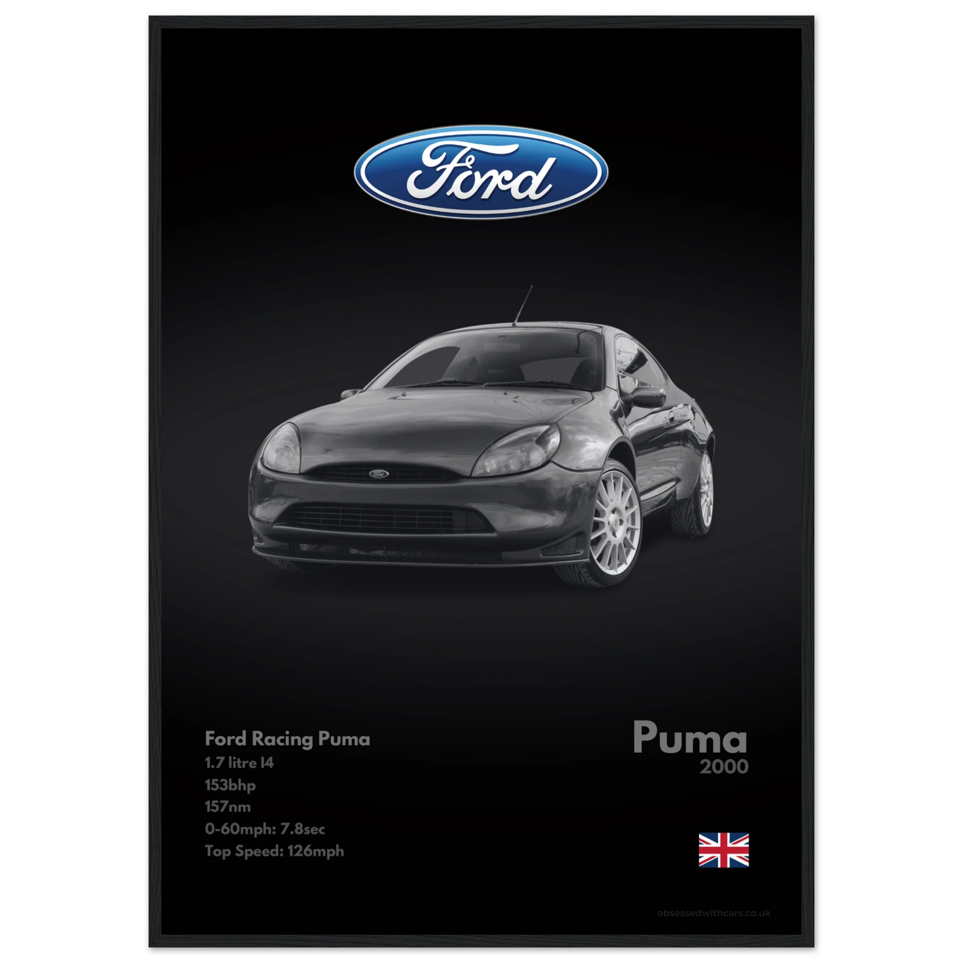 Ford Racing Puma Poster - Monochrome Collection
