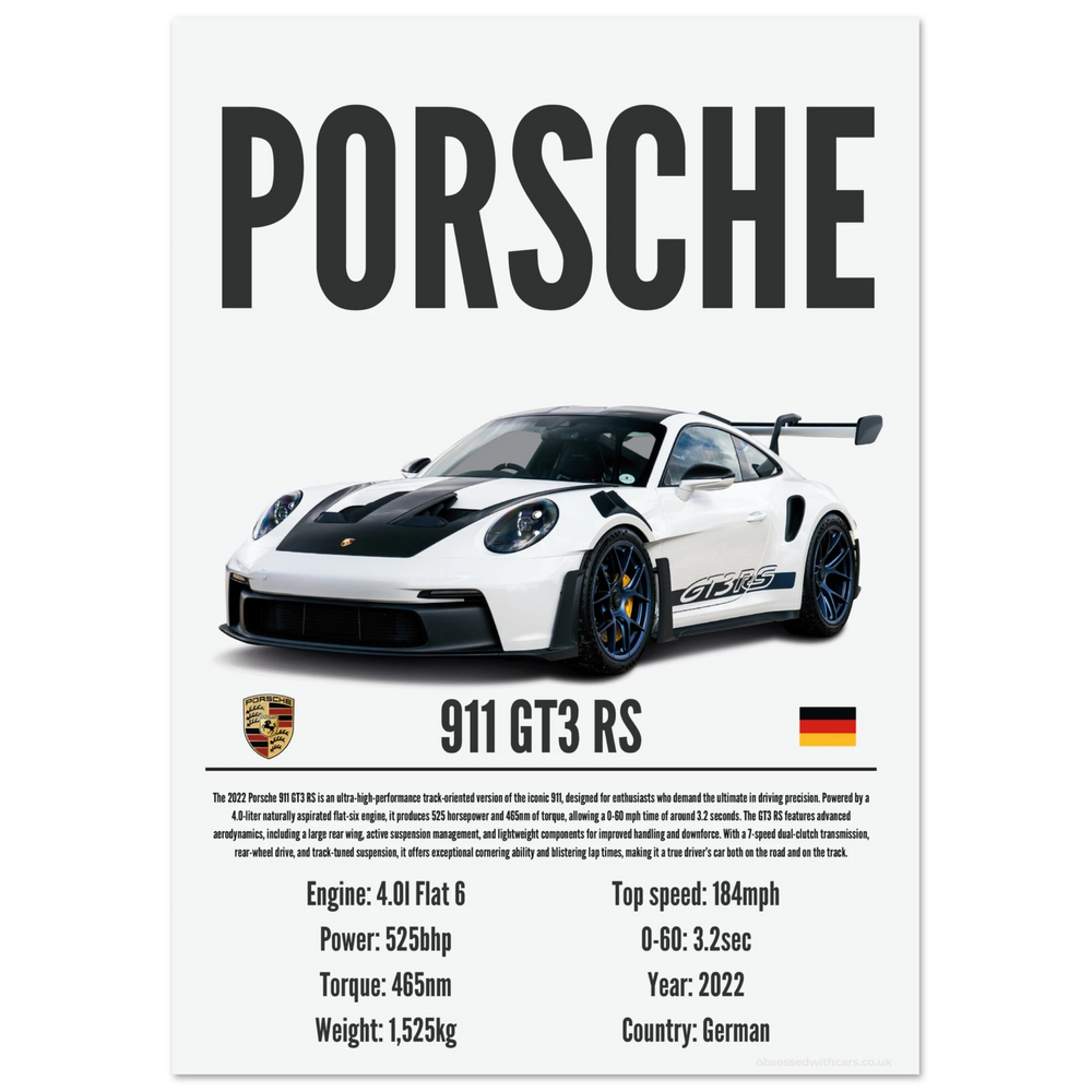 052 Porsche 911 GT3 RS Poster - Precision Collection