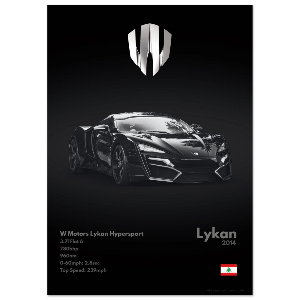 031 Lykan Hypersport Poster - Monochrome Collection
