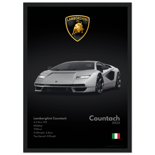Lamborghini Countach Poster - Monochrome Collection