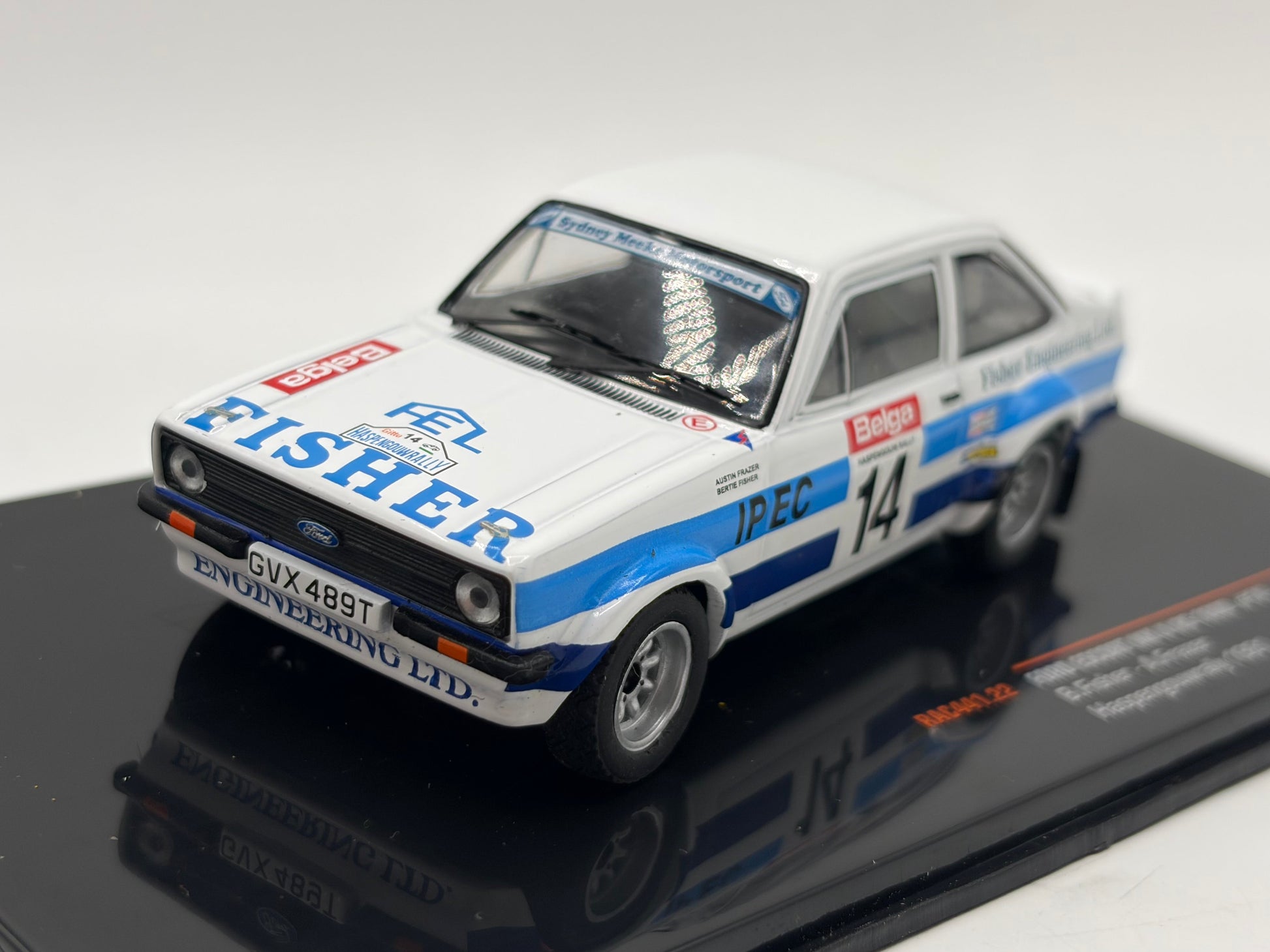 1/43 1981 Ford Escort MK2 RS1800 - Haspengouw Rally - Fisher / Frazer | Model Rally Car