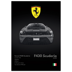 340 Ferrari F430 Scuderia Poster - Monochrome Collection