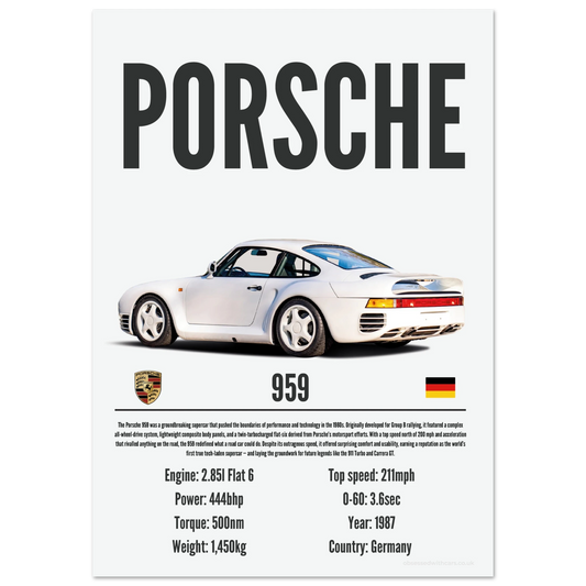 Porsche 959 Poster - Precision Collection