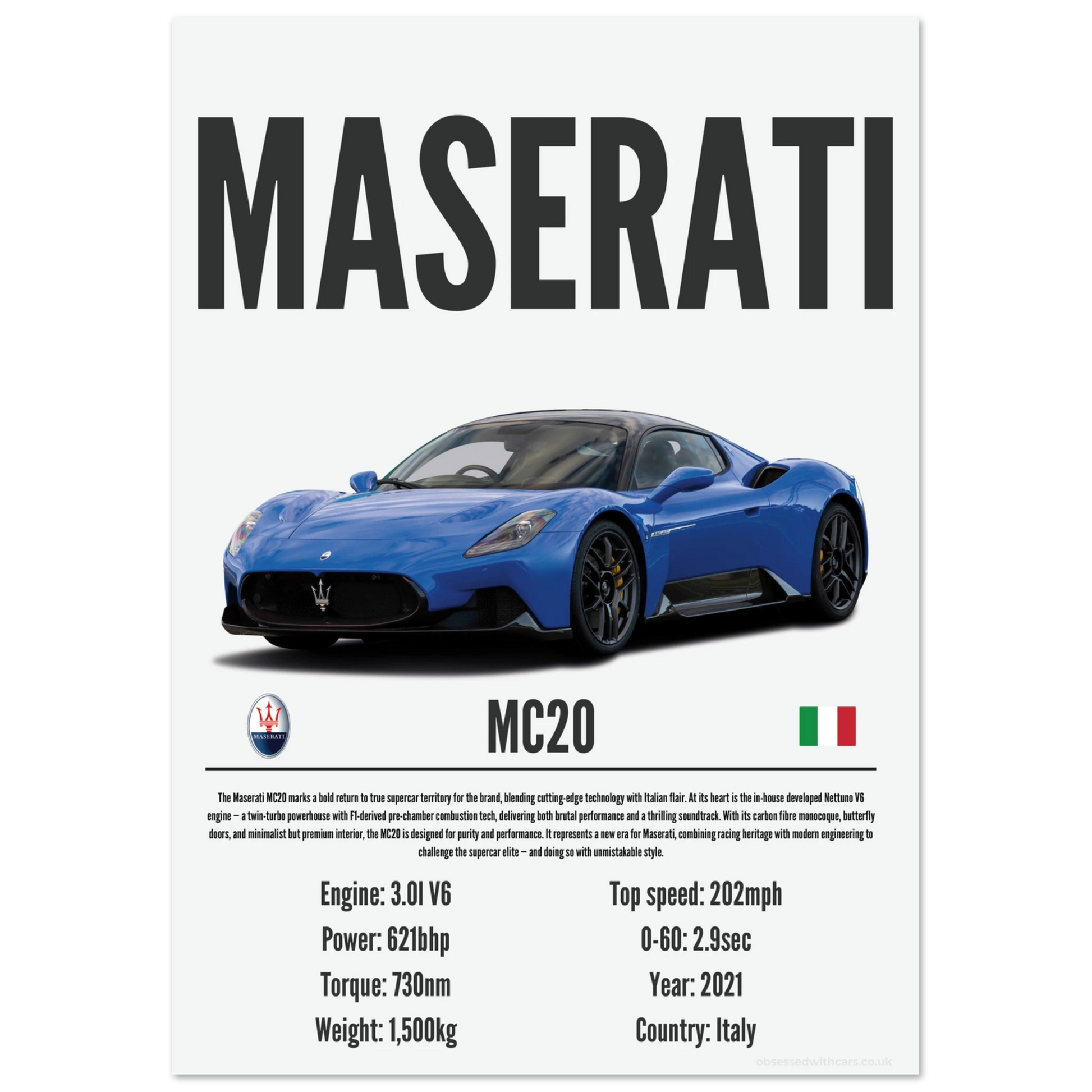 Maserati MC20 Poster - Precision Collection