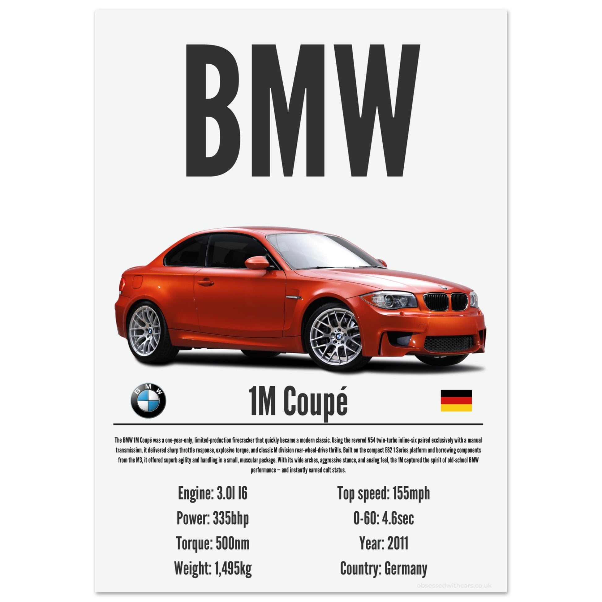 BMW 1M Coupé Poster - Precision Collection