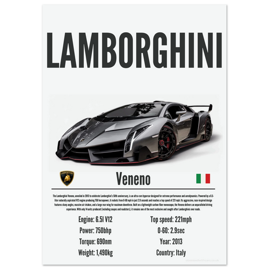 Lamborghini Veneno Poster - Precision Collection
