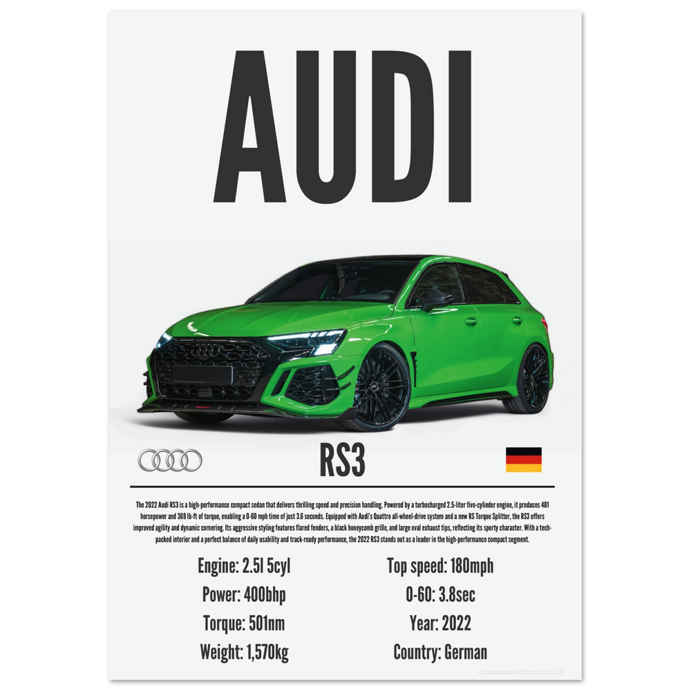 041 Audi RS3 Poster - Precision Collection