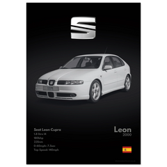 096 Seat Leon Cupra Poster - Monochrome Collection