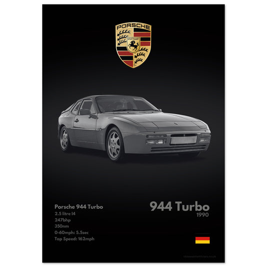 Porsche 944 Turbo Poster - Monochrome Collection
