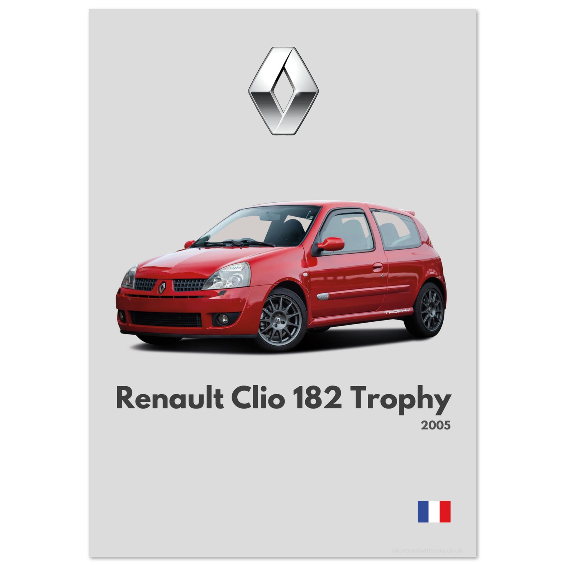 Renault Clio 182 Trophy Poster - Minimalist Collection