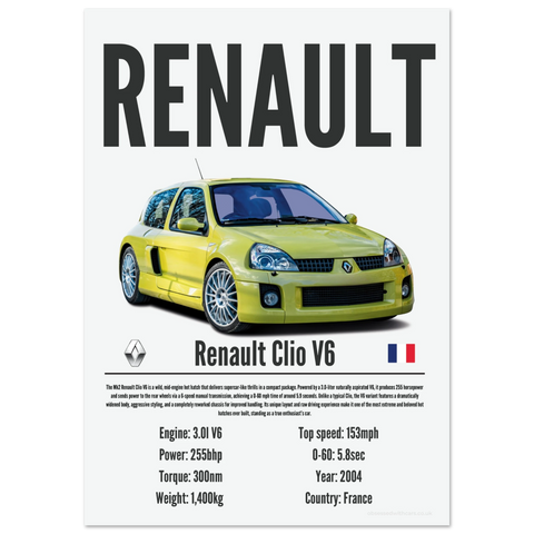 182 Renault Clio V6 Poster - Precision Collection