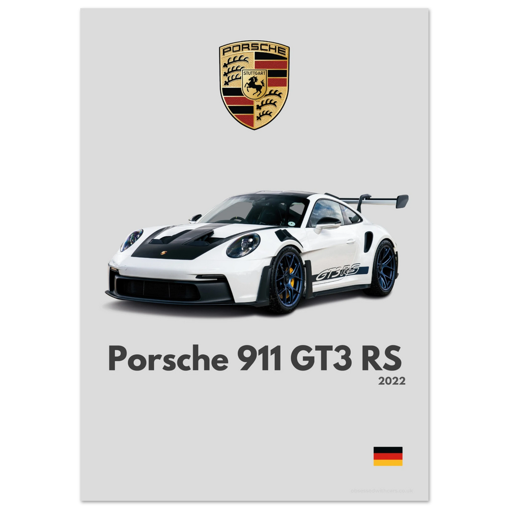 052 Porsche 911 GT3 RS Poster - Minimalist Collection