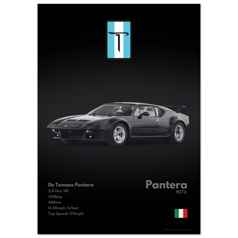 470 De Tomaso Pantera Poster - Monochrome Collection