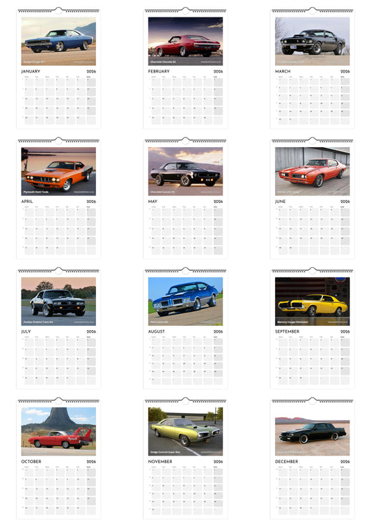 Muscle Cars Calendar 2026