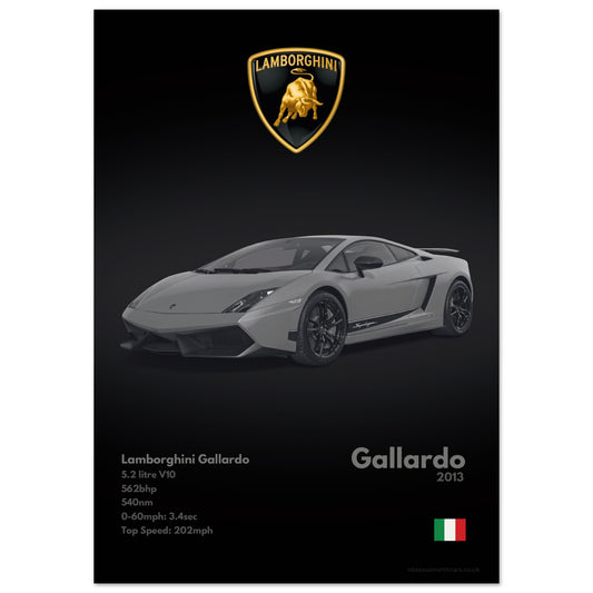 Lamborghini Gallardo Poster - Monochrome Collection