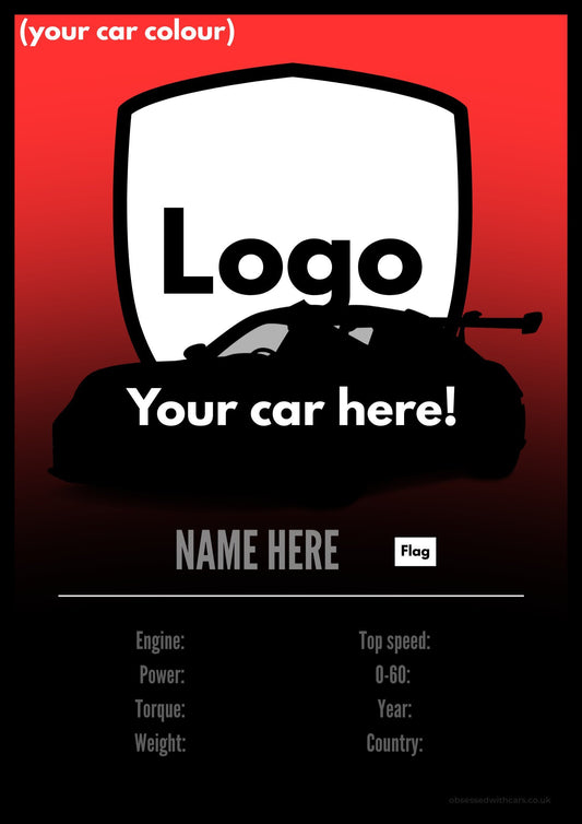 Custom Car Wall Art - Your Own Car