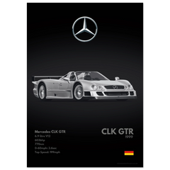 302 Mercedes CLK GTR Poster - Monochrome Collection