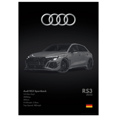 041 Audi RS3 Poster - Monochrome Collection