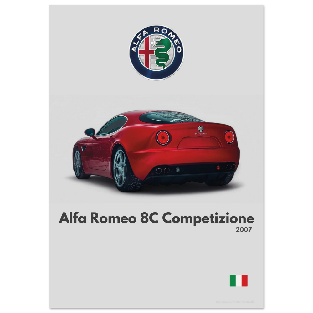 360 Alfa Romeo 8C Poster - Minimalist Collection