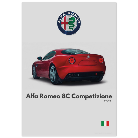Alfa Romeo 8C Poster - Minimalist Collection