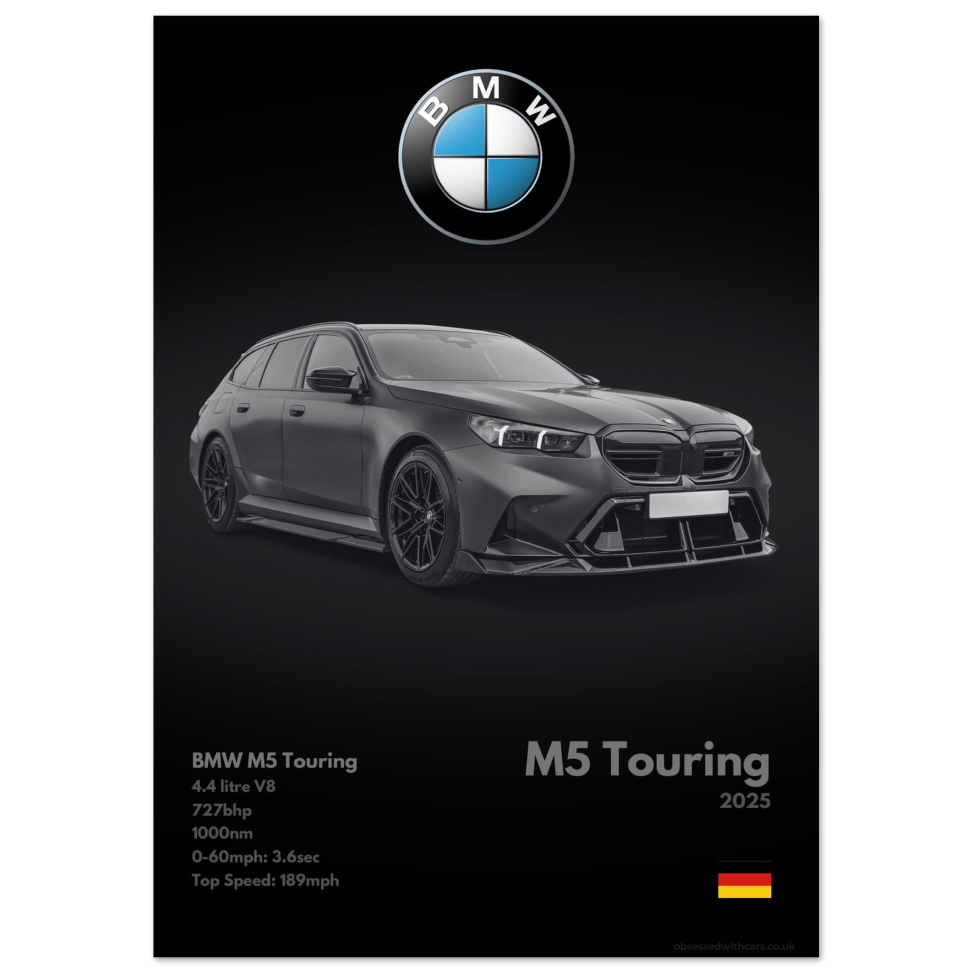 BMW M5 Touring Poster - Monochrome Collection