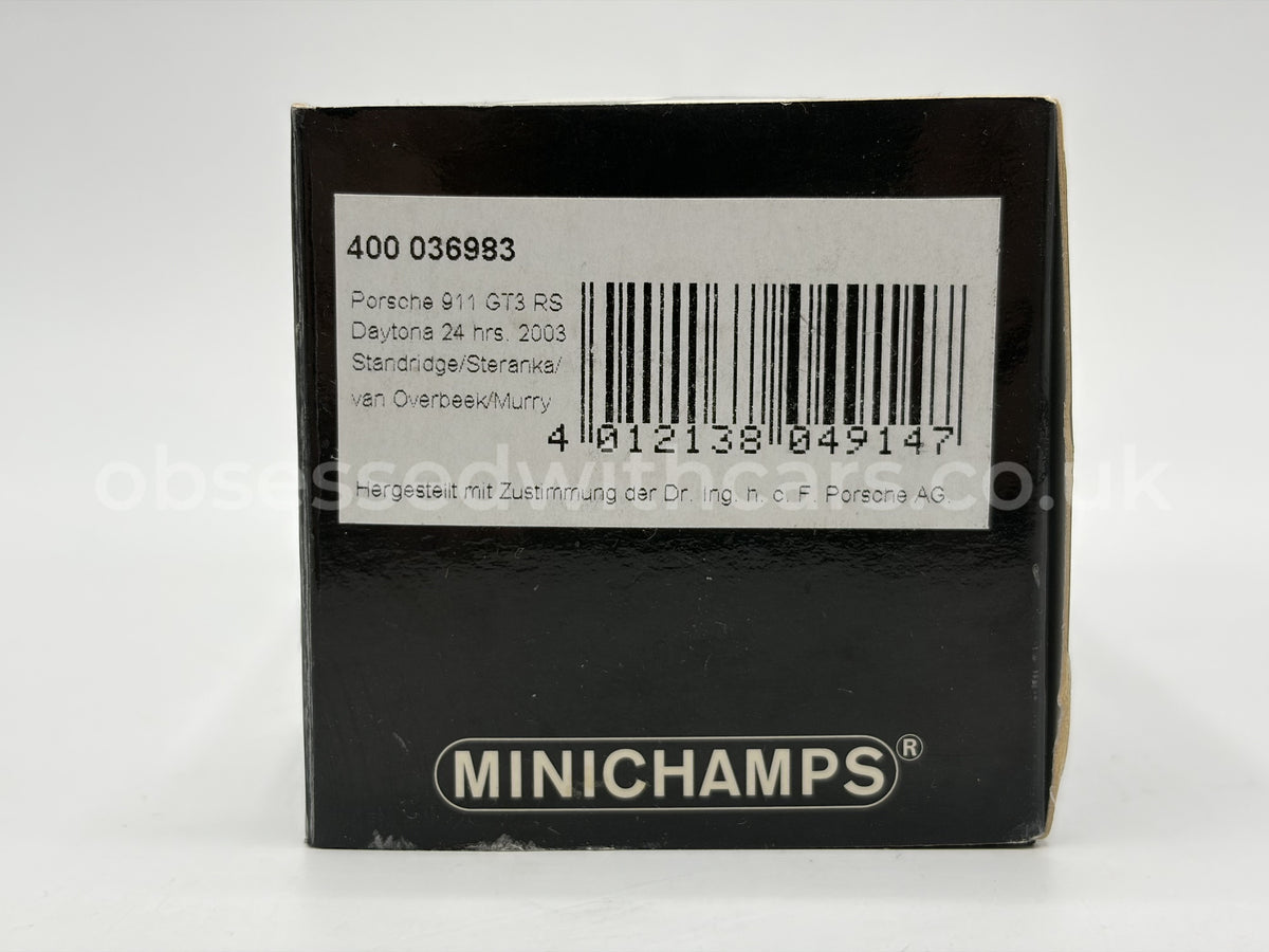 1/43 2003 Porsche 911 GT3 RS - 24h Daytona - Standridge / Steranka / van Overbeek / Murry - Minichamps | Model Car
