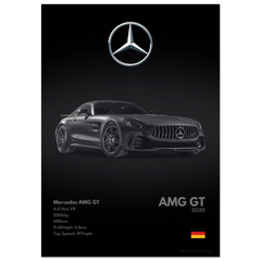 121 Mercedes AMG GT Poster - Monochrome Collection