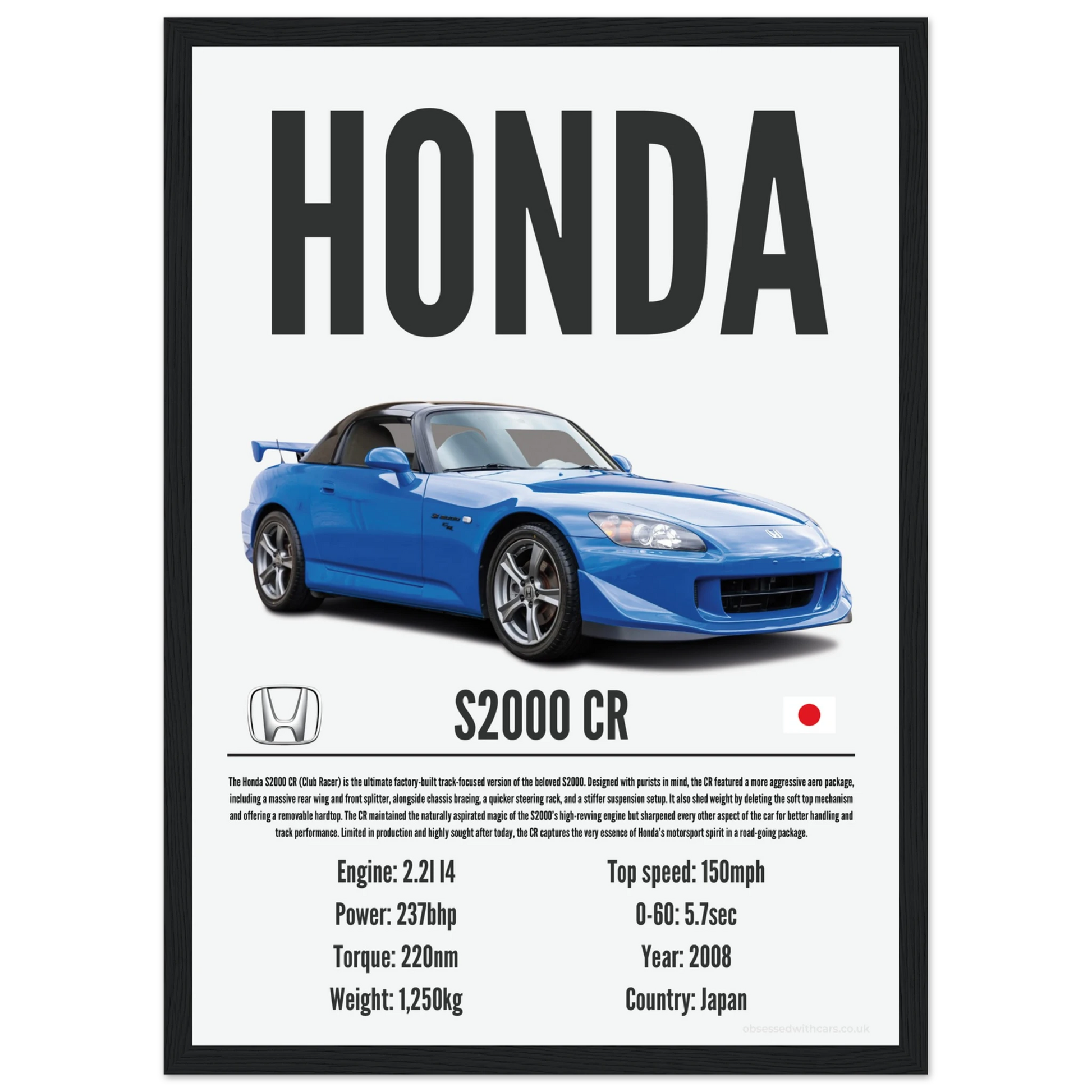 Honda S2000 CR Poster - Precision Collection