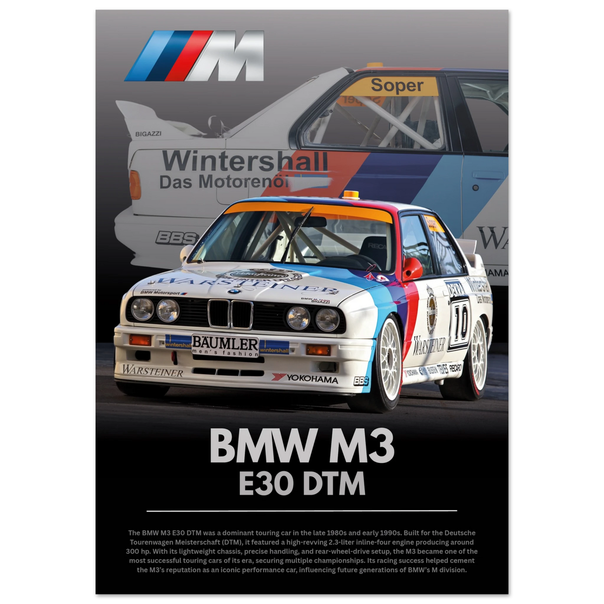 BMW M3 E30 DTM Poster | Motorsport Posters - Obsessed With Cars