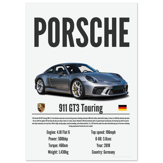 Porsche 911 GT3 Touring Poster - Precision Collection