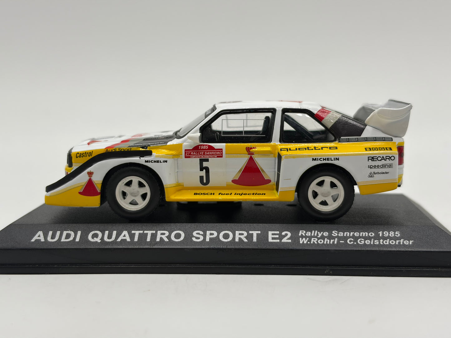 1/43 1985 Audi Quattro Sport E2 - Rallye Sanremo - Rohrl / Geistdorfer | Model Rally Car