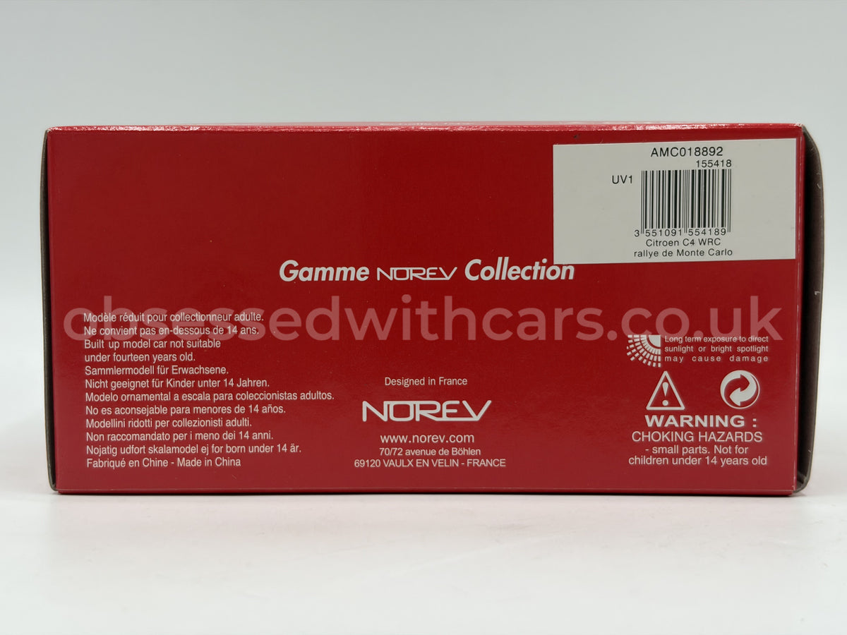 1/43 2008 Citroen C4 WRC - Monte Carlo Rally - Sebastien Loeb - Norev | Model Rally Car