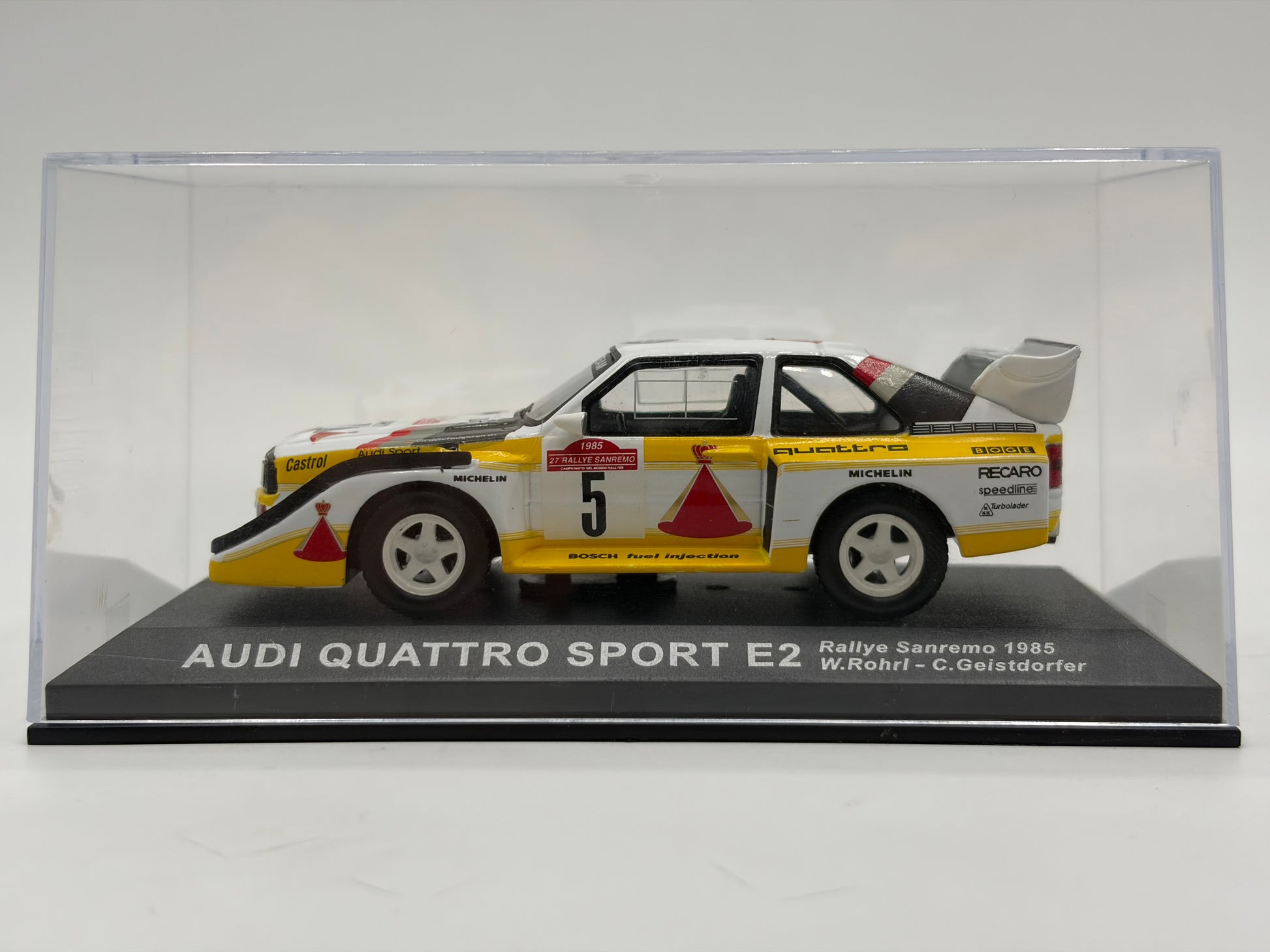 1/43 1985 Audi Quattro Sport E2 - Rallye Sanremo - Rohrl / Geistdorfer | Model Rally Car