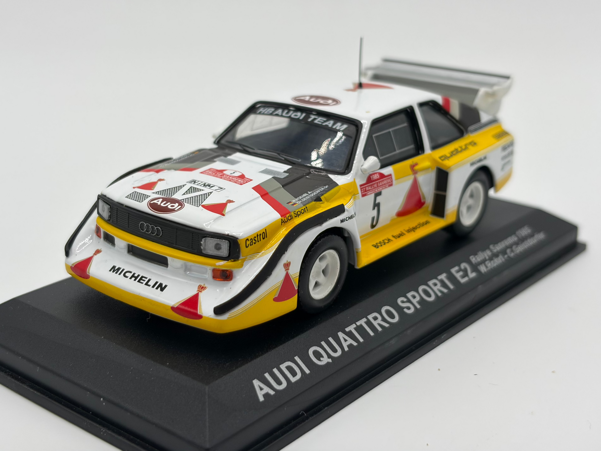 1/43 1985 Audi Quattro Sport E2 - Rallye Sanremo - Rohrl / Geistdorfer | Model Rally Car