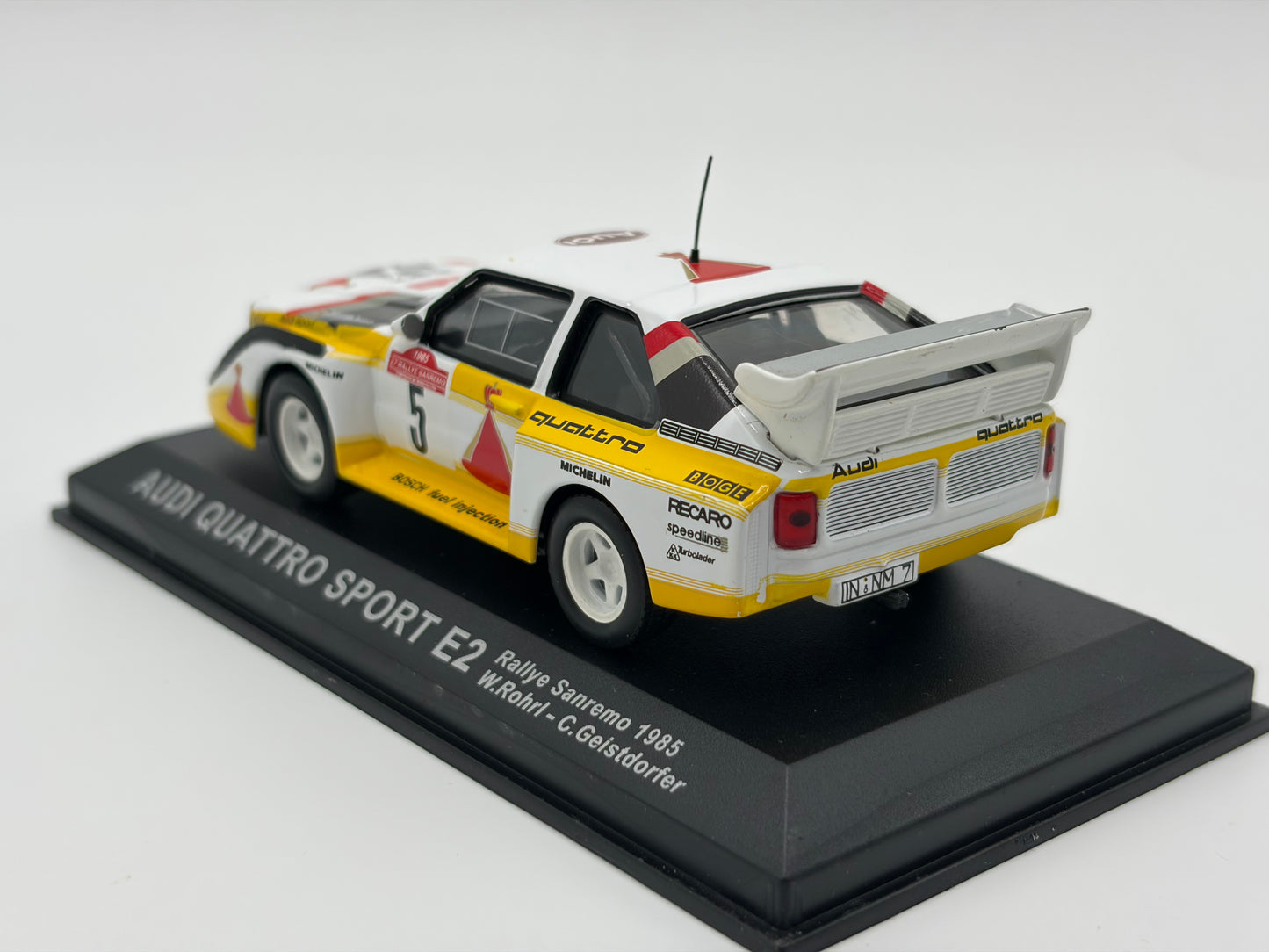 1/43 1985 Audi Quattro Sport E2 - Rallye Sanremo - Rohrl / Geistdorfer | Model Rally Car