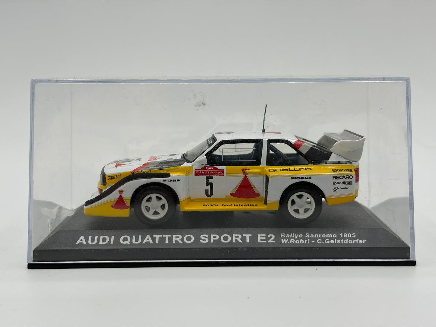 1/43 1985 Audi Quattro Sport E2 - Rallye Sanremo - Rohrl / Geistdorfer | Model Rally Car