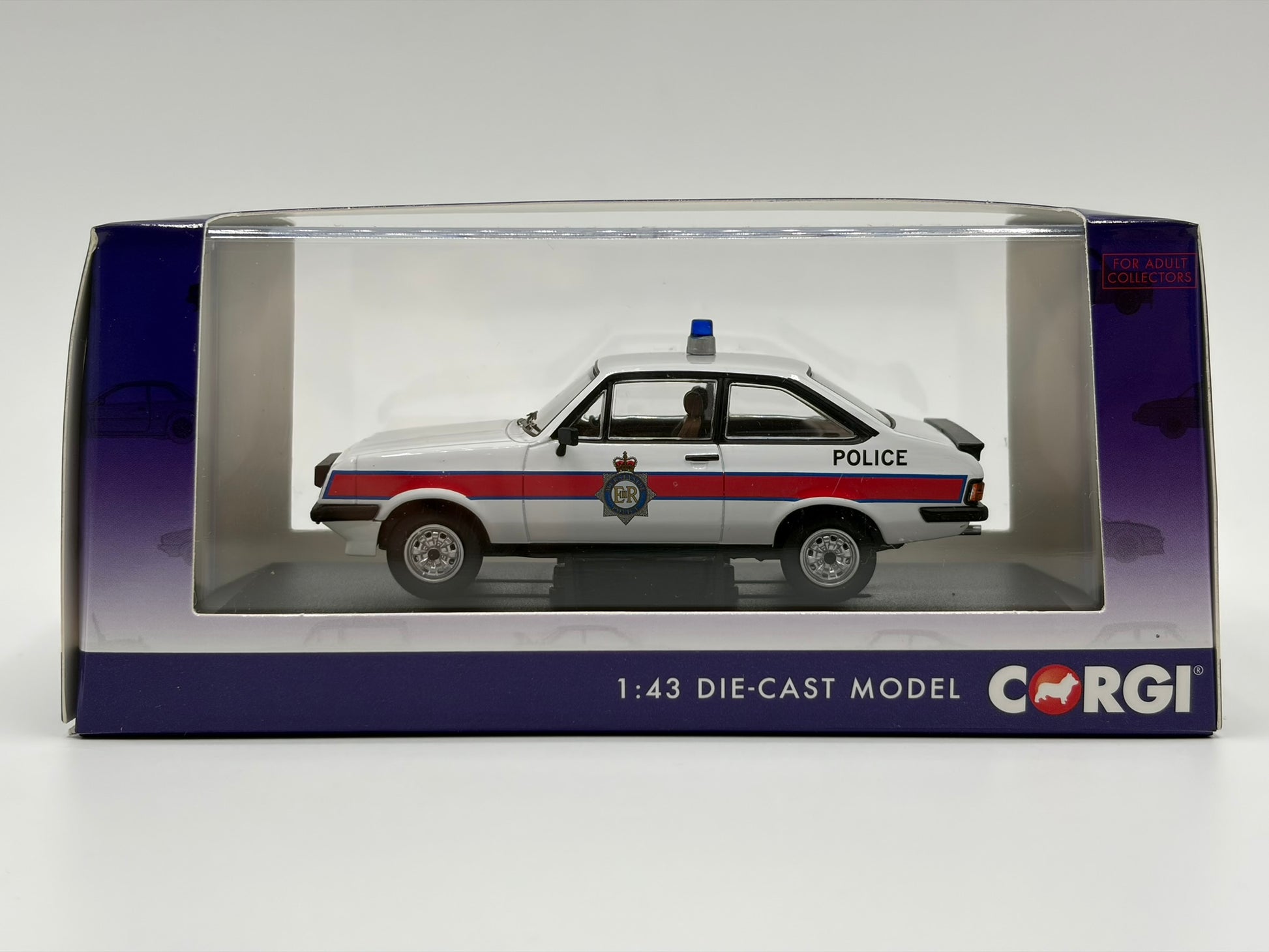 1/43 1981 Ford Escort Mk2 RS2000 - Merseyside Police - Corgi Vanguards | Model Police Car