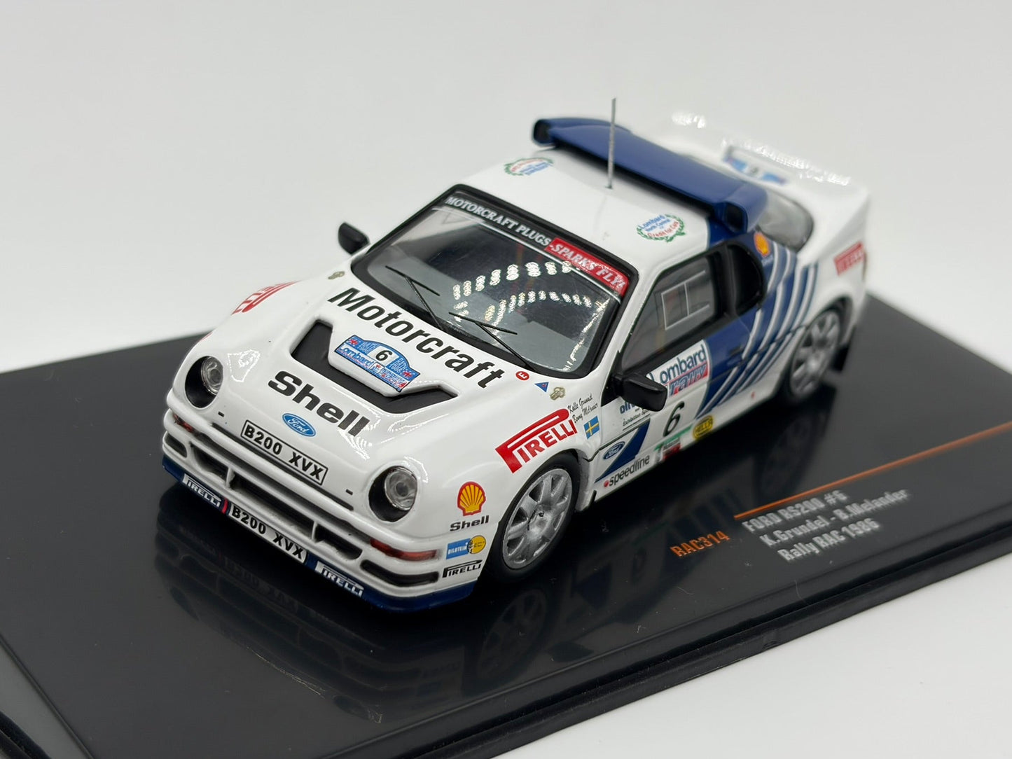 1/43 1986 Ford RS200 - RAC Rally - Grundel / Melander - IXO | Model Rally Car