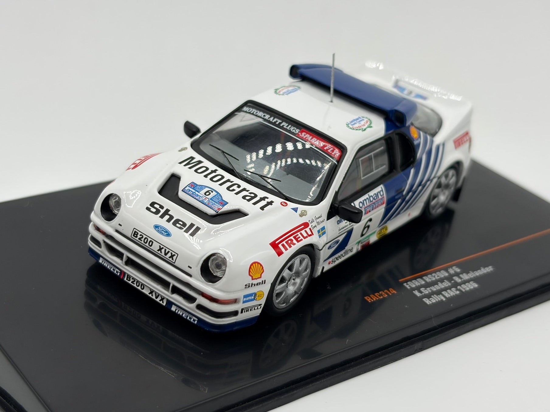 1/43 1986 Ford RS200 - RAC Rally - Grundel / Melander - IXO | Model Rally Car