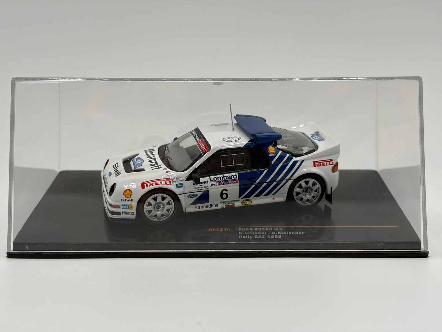 1/43 1986 Ford RS200 - RAC Rally - Grundel / Melander - IXO | Model Rally Car